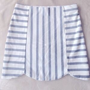TOPSHOP Hanukkah blue and white striped short mini skirt zip up size small US 2